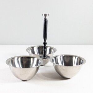 Mid-century ONEIDA CUSTOM Stainless steel condiment / nut / candy Caddy made in